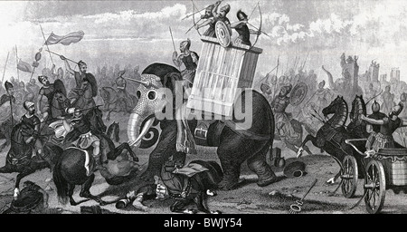 Éléphants de guerre au combat. Banque D'Images