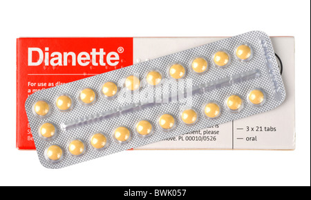 Contraceptif, la pilule Diane 35, par Bayer Banque D'Images