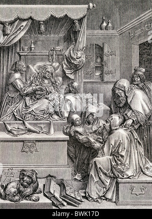 Haut Relief sculpture par Albrecht durer de la naissance de Saint John. 16e siècle. Banque D'Images