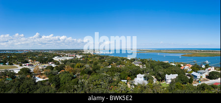 Vue panoramique de St Augustine à partir du haut de la lumière de saint Augustin, Anastasia Island, St Augustine, Floride, USA Banque D'Images