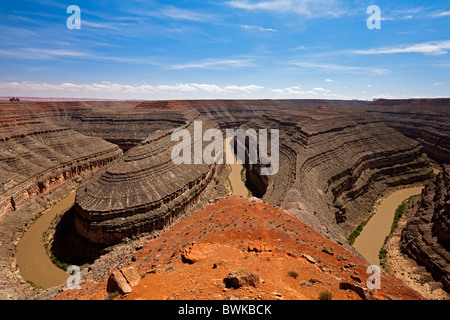 Les circonvolutions de la Rivière San Juan, Goosenecks State Park, Utah, USA Banque D'Images