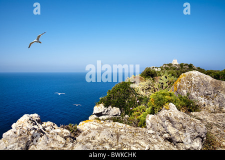 Phare, Capo di Milazzo, Sicile, Italie Banque D'Images