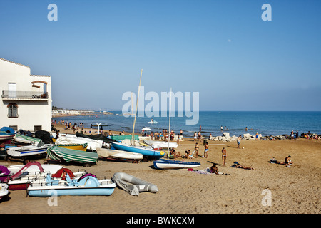 Beach, Marina di Ragusa, Sicile, Italie Banque D'Images