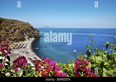 Spiaggia bianca, Canneto, île de Lipari, iles Eoliennes, Sicile, Italie Banque D'Images