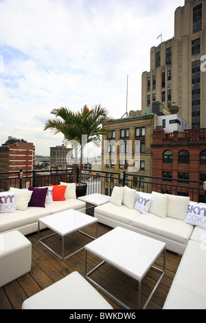 La terrasse sur le toit, le Vieux Montréal, Montréal, Québec, Canada Banque D'Images