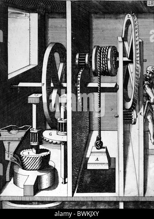 Illustration de Theatrum Machinarum Novum 1661 par Georg Andreas Böckler ; une fraiseuse à main Banque D'Images