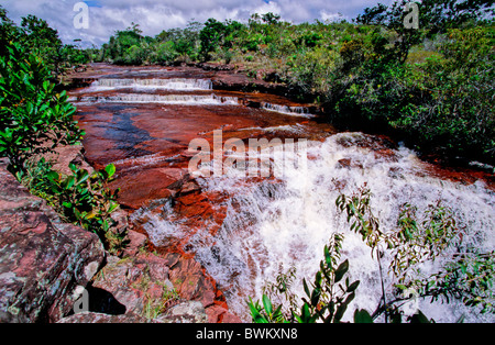 Amérique du Sud Venezuela Salto Kawi Jaspe Rouge River 195 Km Cascade La Gran Sabana Guayana Amérique du Sud Banque D'Images