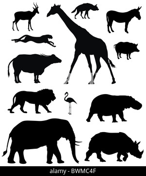 Illustration de silhouettes d'animaux africains Banque D'Images