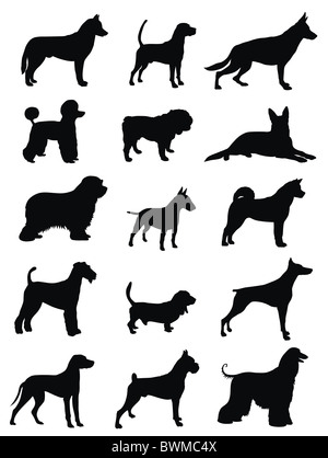 Illustration de silhouettes de chiens Banque D'Images