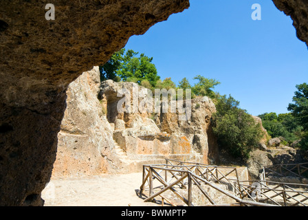 Tombeau Ildebranda, Nécropoles étrusques de Sovana, UNESCO World Heritage site, Sovana, Grosseto, Toscane, Italie Banque D'Images