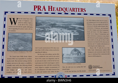 Fort St. John PRA Headquarters à l'Alaska Highway '49' Mile Marker, fort St. John, Colombie-Britannique, Canada. Banque D'Images