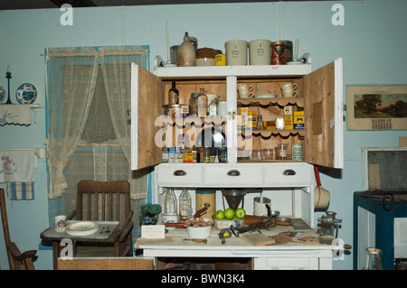 Cuisine au musée de la Chapelle de la Sainte Croix, fort St. John, Colombie-Britannique, Canada. Banque D'Images