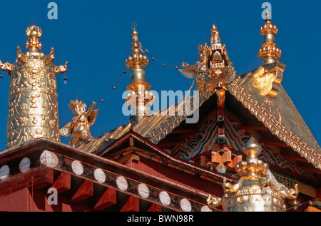 Monastère Ganden Sumtseling Asie Chine Gateway au Tibet Songzanlin Si Shangri-La County anciennement Zhongdian Yun Banque D'Images