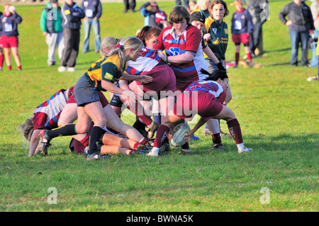 Efforts ,womens rugby Banque D'Images