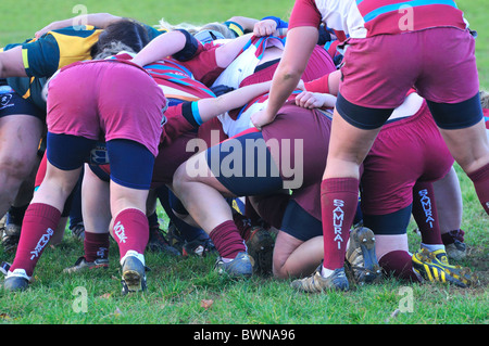 Efforts ,womens rugby Banque D'Images