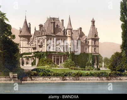 Suisse Europe ville de Thoune Schadau château Oberland Bernois Canton de Berne Bern Aare Photochrom histor Banque D'Images