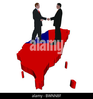 Business people shaking hands à Taiwan carte drapeau illustration Banque D'Images