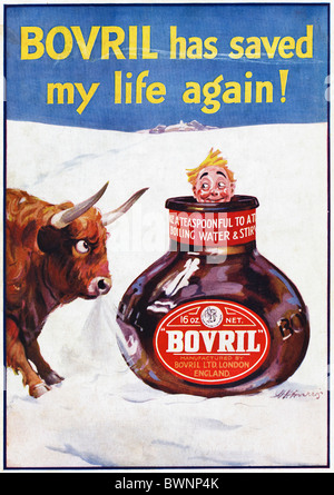 Pleine page couleur de publicité dans un magazine de consommation vers 1928 Bovril Banque D'Images