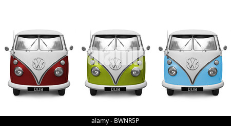 Devon VW Campers - Rouge, Vert et Bleu, divers légèreté si la couleur peut être réglée à l'aide d'Hue/sam. Banque D'Images