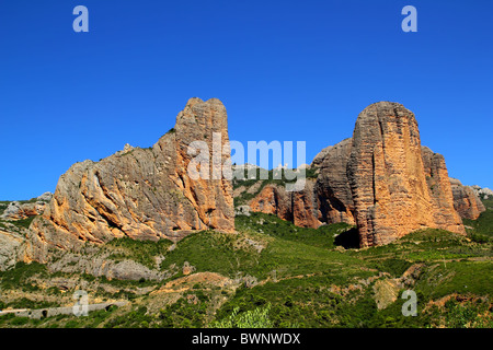 Mallos de Riglos montagnes forme-icône à Huesca Aragon Espagne Banque D'Images