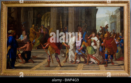 Paris, France, Musée du Louvre, peintures françaises, exposé à la Galerie d'Art, 'Saint Gervais et Protais' de E. le sueur, peinture du XVIIe siècle en or Banque D'Images