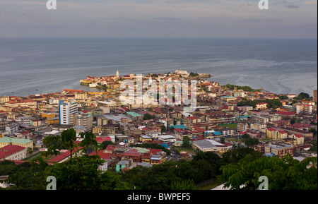 La ville de Panama, Panama - vue aérienne de Casco Viejo, centre-ville historique, à distance. En premier plan est Santa Ana et Chorrillo Banque D'Images