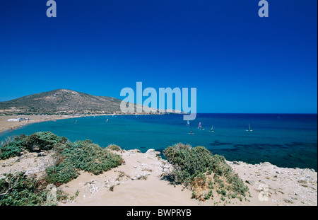 Grèce Europe Prassionisi l'île de Rhodes Dodécanèse billet Europe Méditerranée plage grecque de la côte Le Surfen Banque D'Images