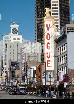 La Vogue Theatre sur la rue Granville à Vancouver en Colombie-Britannique, Canada Banque D'Images