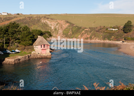 Bateaux sur la rivière Avon à Bantham Banque D'Images