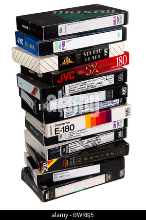 Pile de bandes vidéo VHS utilisé maintenant défunt UK Banque D'Images