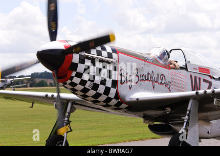 North American P-51D Mustang roulait à Duxford Flying Legends Airshow Banque D'Images