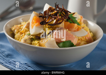 Kedgeree. Poisson plat de riz et Anglo. Banque D'Images