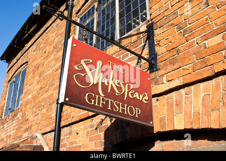 Inscrivez-vous à l'extérieur de la boutique de Shakespeare à Stratford upon Avon England UK Banque D'Images