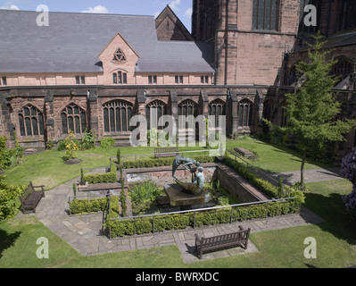 Jardin du Cloître de la cathédrale de Chester Banque D'Images