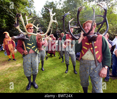 L'Abbots Bromley danseurs corne corne Dance Staffordshire UK Europe Banque D'Images