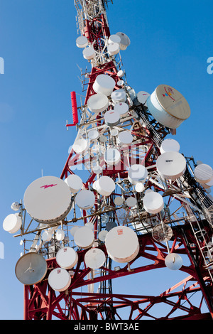 Mâts d'antennes de communication et près de Mijas, Costa del Sol, Malaga Province, en Espagne. Banque D'Images