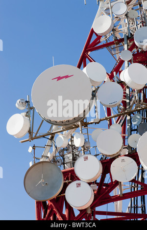 Mâts d'antennes de communication et près de Mijas, Costa del Sol, Malaga Province, en Espagne. Banque D'Images