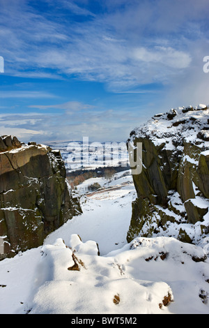 Ilkley Moor, à l'ensemble de la vache et Wharfedale Calf Rocks, West Yorkshire UK Banque D'Images