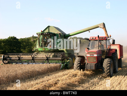 Tracteur et remorque kart maïs Moissonneuse-batteuse John Deer Banque D'Images