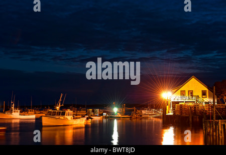 Bass Harbor at night, Bernard, Maine, États-Unis Banque D'Images