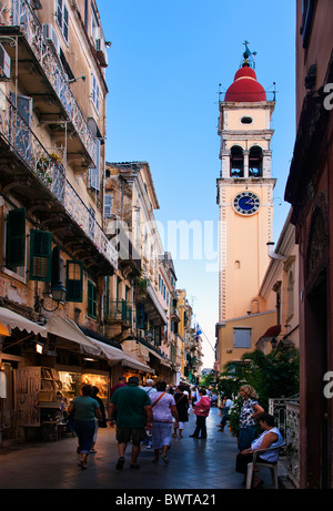 L'église Saint Spiridon, la ville de Corfou, Îles Ioniennes Grèce. Banque D'Images