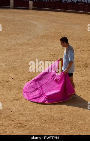 Bull fighter exerçant dans les arènes Malaga Espagne Banque D'Images
