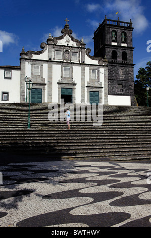 Igreja Matriz de Nossa Senhora da Estrela en Ribeira Grande, l'île de Sao Miguel Banque D'Images