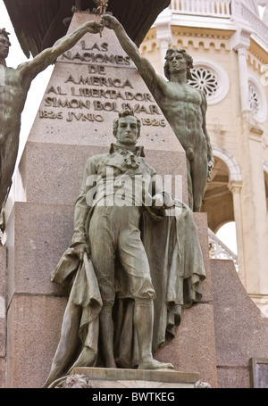 La ville de Panama, Panama - Statue de Simon Bolivar, Plaza Bolivar, dans Casco Viejo, centre-ville historique. Banque D'Images