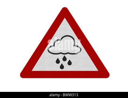 Informations touristiques sur photo-réalistes-style roadsign, représentant 'rain' avertissement. Banque D'Images