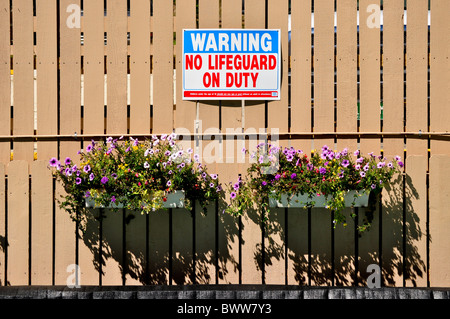 'No lifeguard en service' Banque D'Images