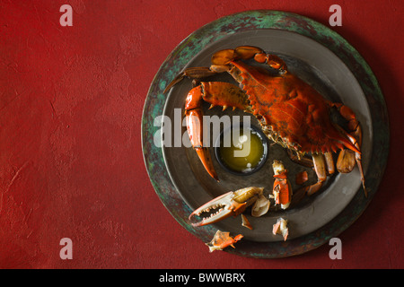 Chesazpeake bay Blue Crab préparés au Jimmy Cantler's Riverside Inn. Banque D'Images