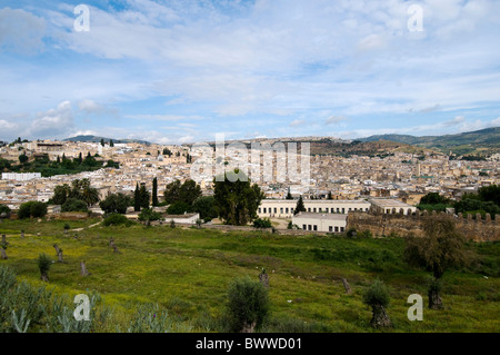 Vue panoramique de la ville impériale fes - meilleur du Maroc Banque D'Images