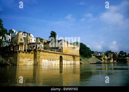Fort Ramnagar sur le Gange à Ramnagar, Varanasi / Benares ou Bénarès, Inde Banque D'Images