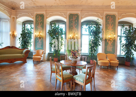 Château de Ksiaz - Intérieur - Green Hall, Sudètes, Silésie, Pologne Banque D'Images